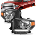 For 2014-2021 Toyota Tundra Headlight Halogen w/LED DRL Headlamp Assembly Black