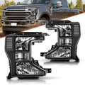 Halogen Headlights Black Left+Right For 2020-2022 Ford F250 F350 SuperDuty