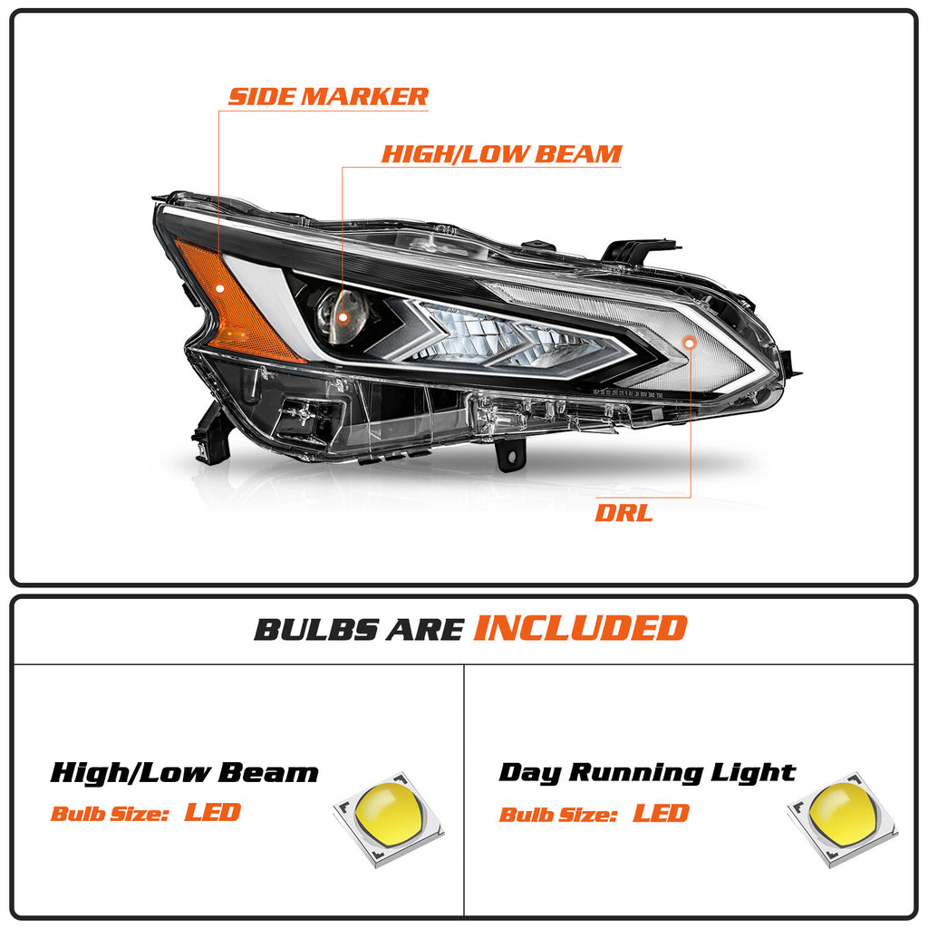 For 2019-2022 Nissan Altima Full LED Right Passenger Side Headlight Headlamp