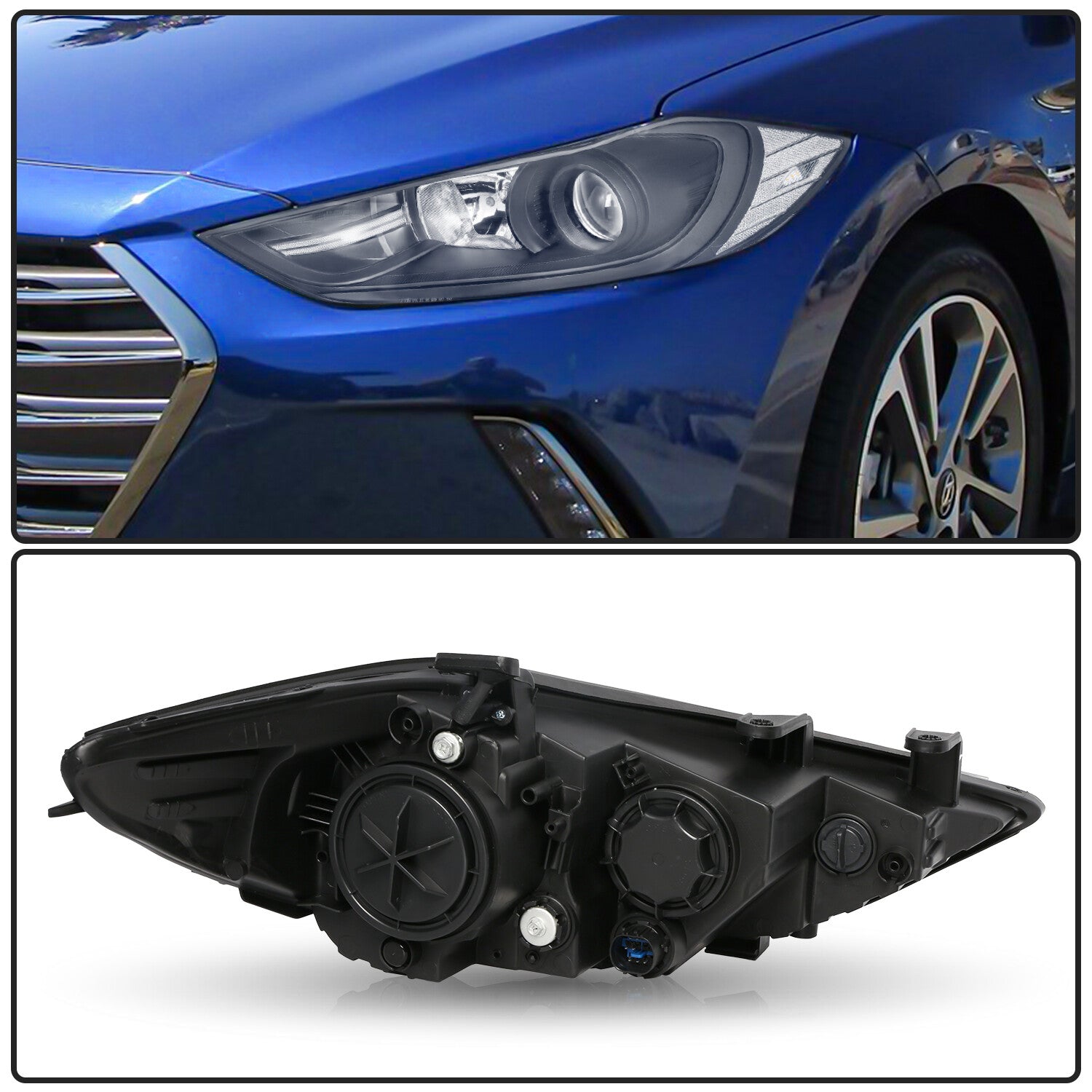 For 2017 2018 Hyundai Elantra Halogen L+R Pairs Headlights Assembly Headlamp W/B