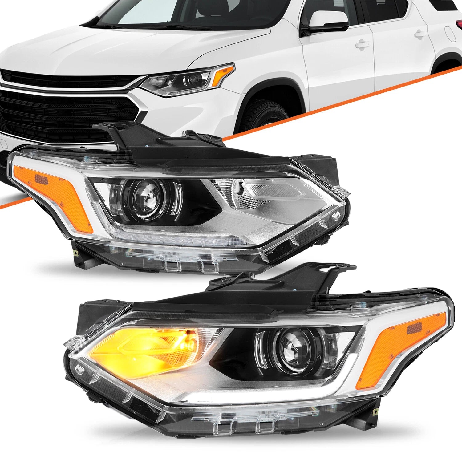 HID/Xenon Headlight for 2018-2021 Chevy Traverse Projector Headlamp w/ LED DRL