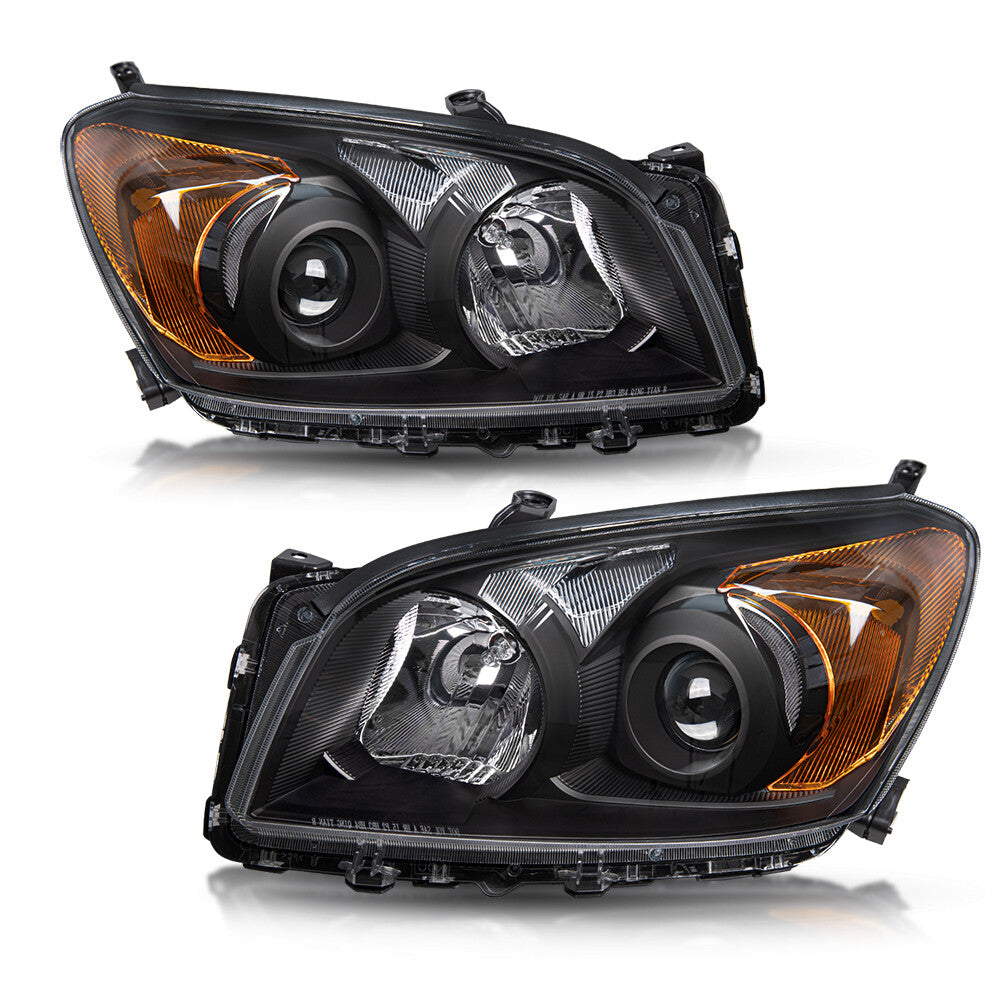 For 09-12 Toyota RAV4 black housing amber corner projector headlights w/bulbs
