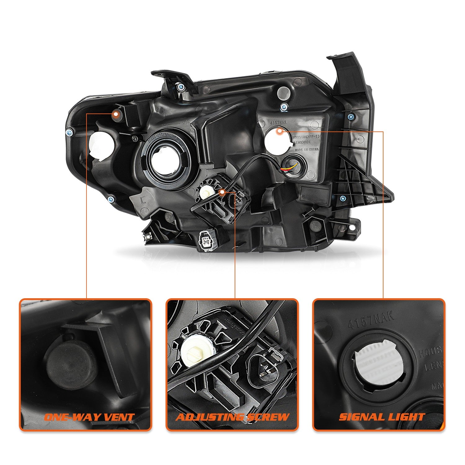 For 2014-2021 Toyota Tundra Headlight Halogen w/LED DRL Headlamp Assembly Black