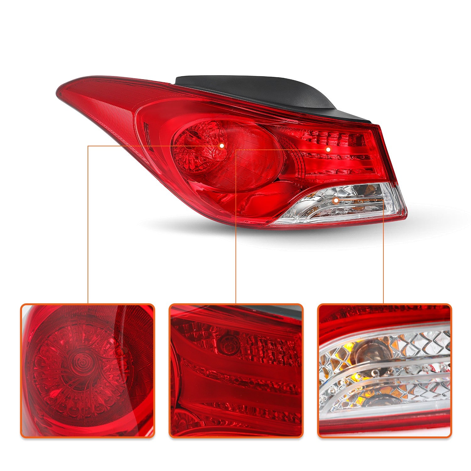 W/Bulb Driver and Outer Side Tail Light for 2011-2013 Hyundai Elantra Left 11-13