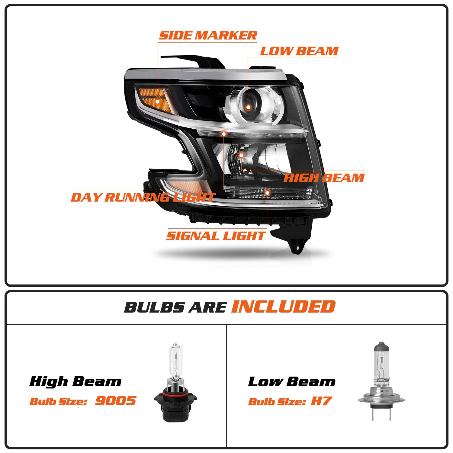 For 2015-2020 Chevy Tahoe Suburban Headlight Passenger Right w/ bulb 15-20