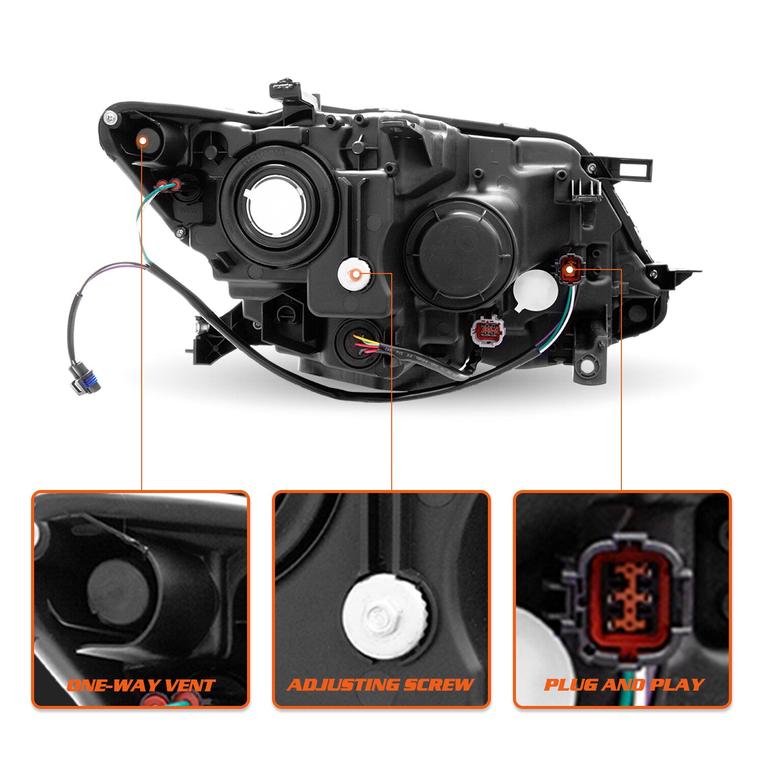 For 2014 2015 2016 Nissan Rogue Halogen Headlights Assembly Headlamps Left+Right