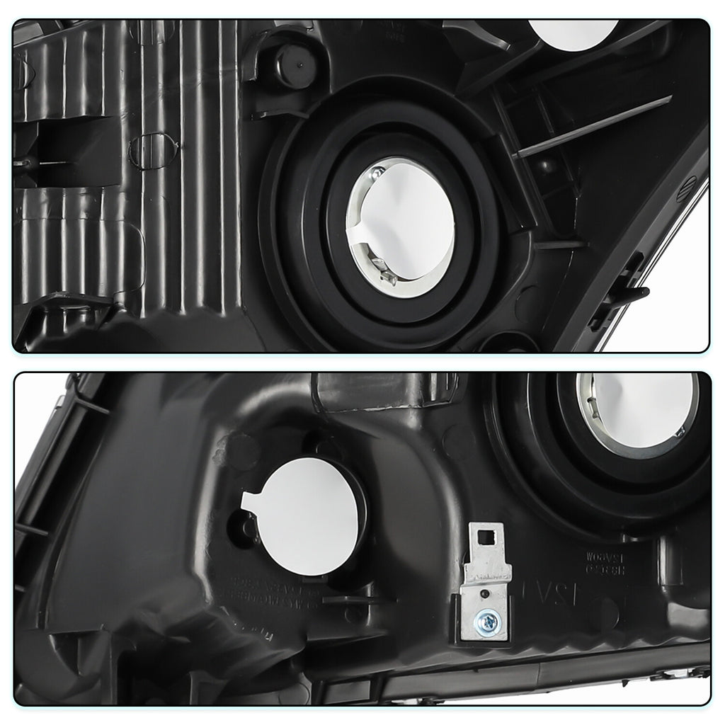 For 2008 2009 2010 2011 2012 Honda Accord Sedan Black Amber Headlights Pair