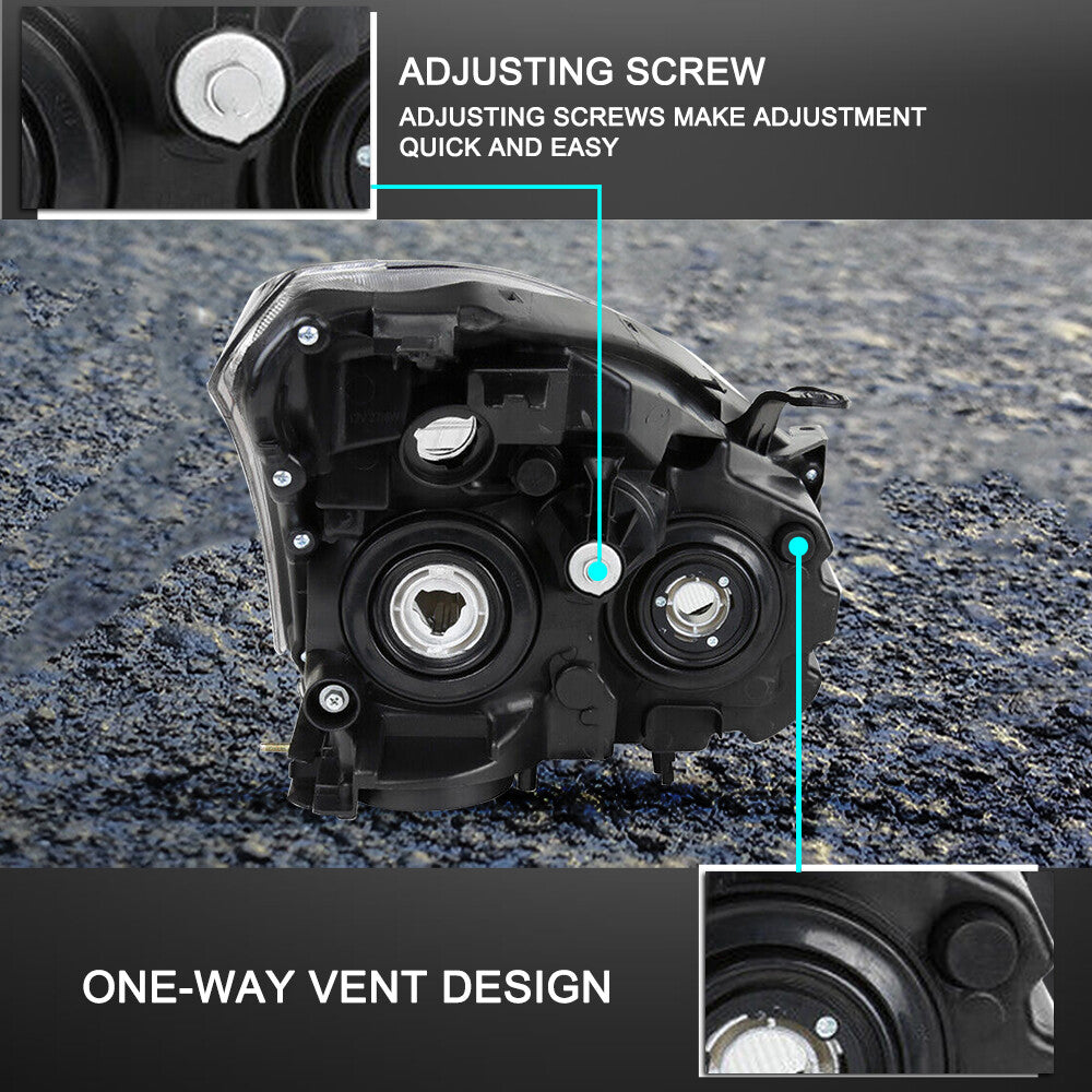 Headlights Assembly For 2008-2013 Nissan Rogue Black Headlamps Lights Left+Right