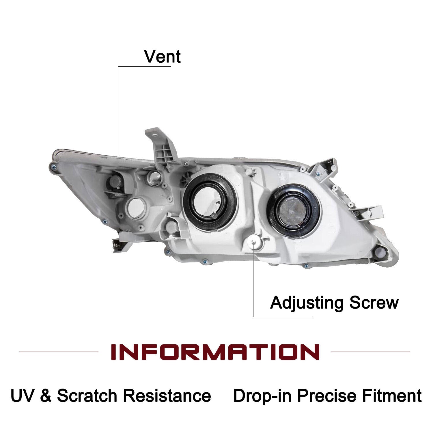 For 2010-2011 Toyota Camry Sedan Chrome Headlights Amber Headlights Lamps L+R