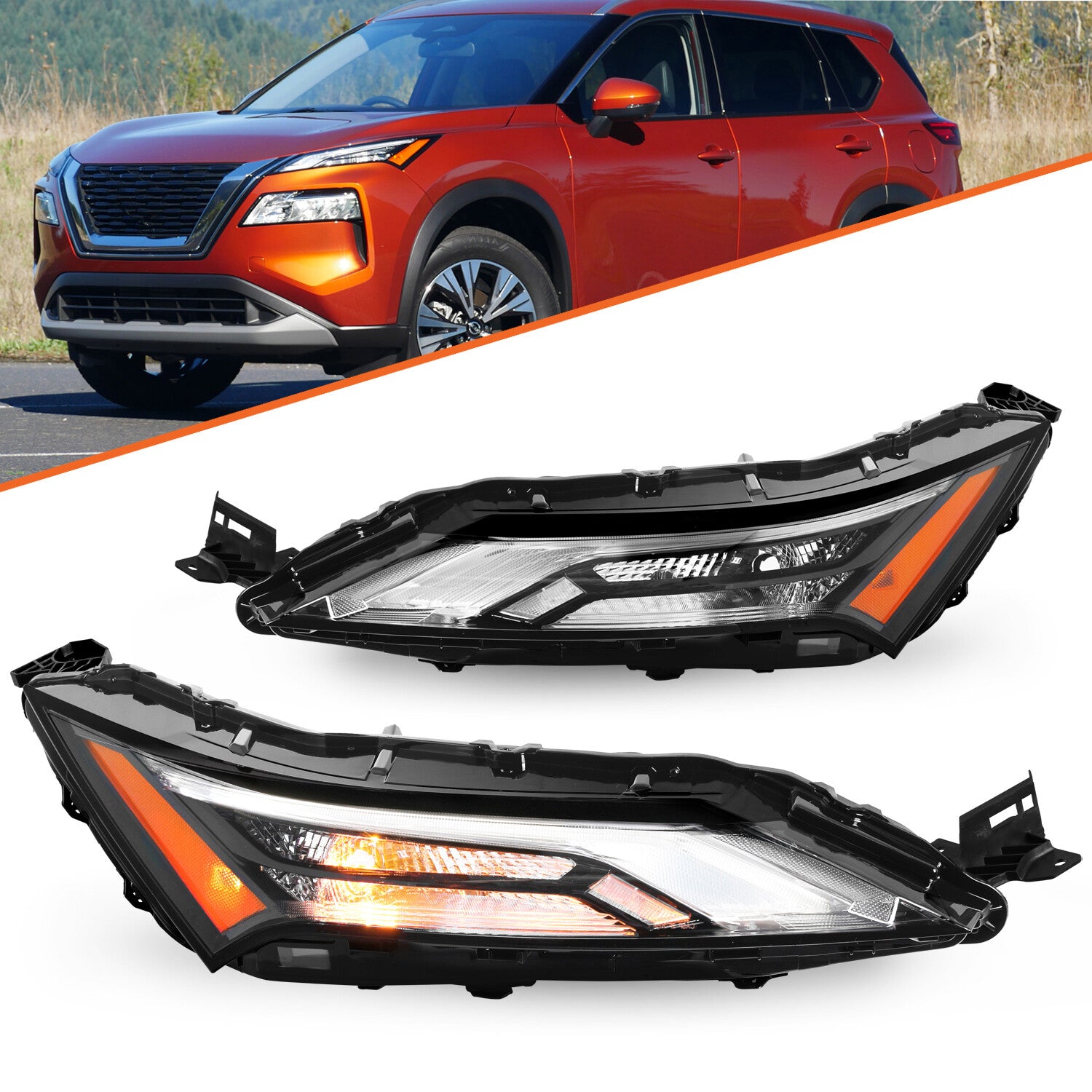 For 2021 2022 2023 Nissan Rogue LED DRL Daytime Running Light Upper Headlight