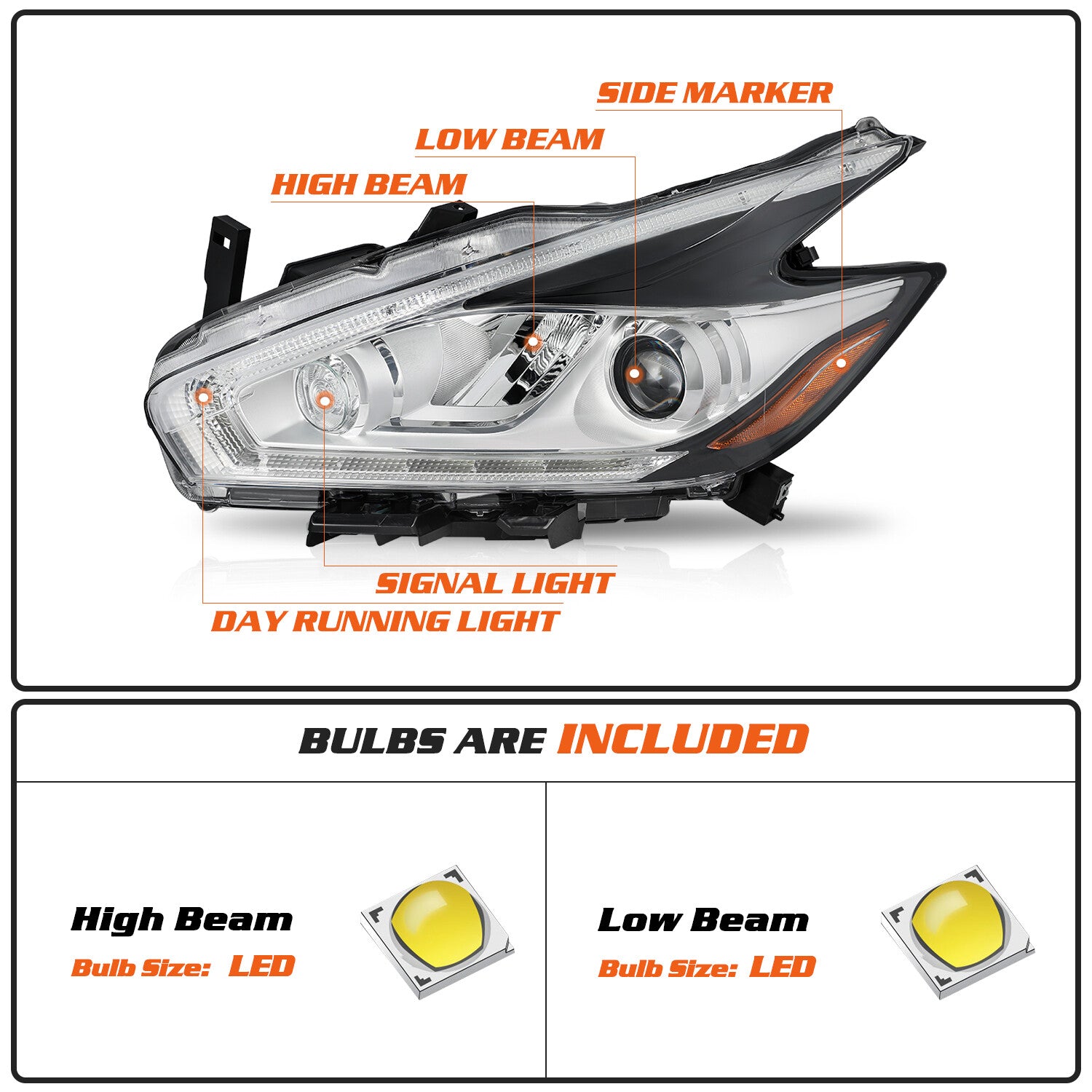 For 2015-2018 Nissan Murano Full LED Projector Left Driver Side Headlight Lamp