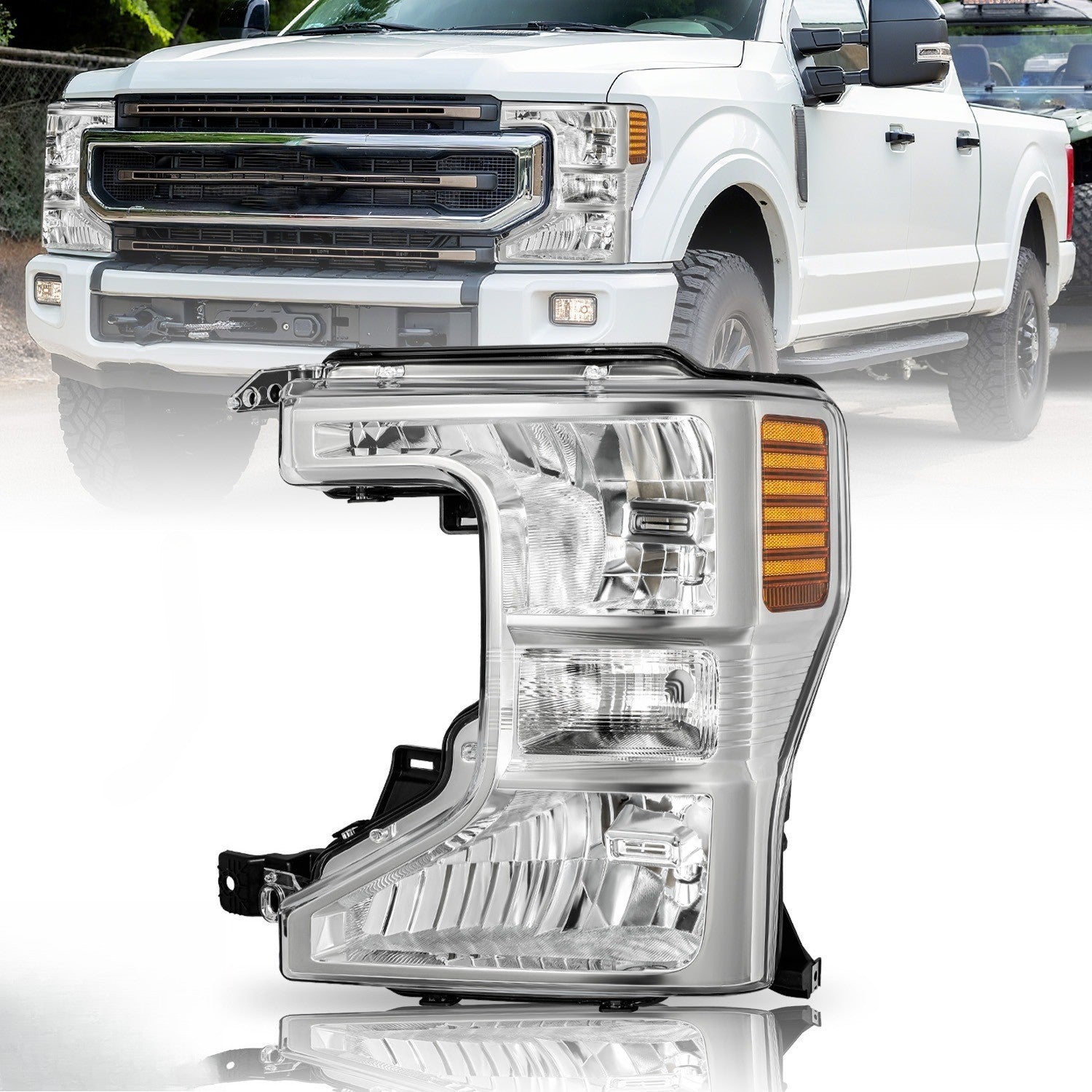 For 2020-2022 Ford Super Duty F250/350/450 Driver Halogen Headlight Chrome LH