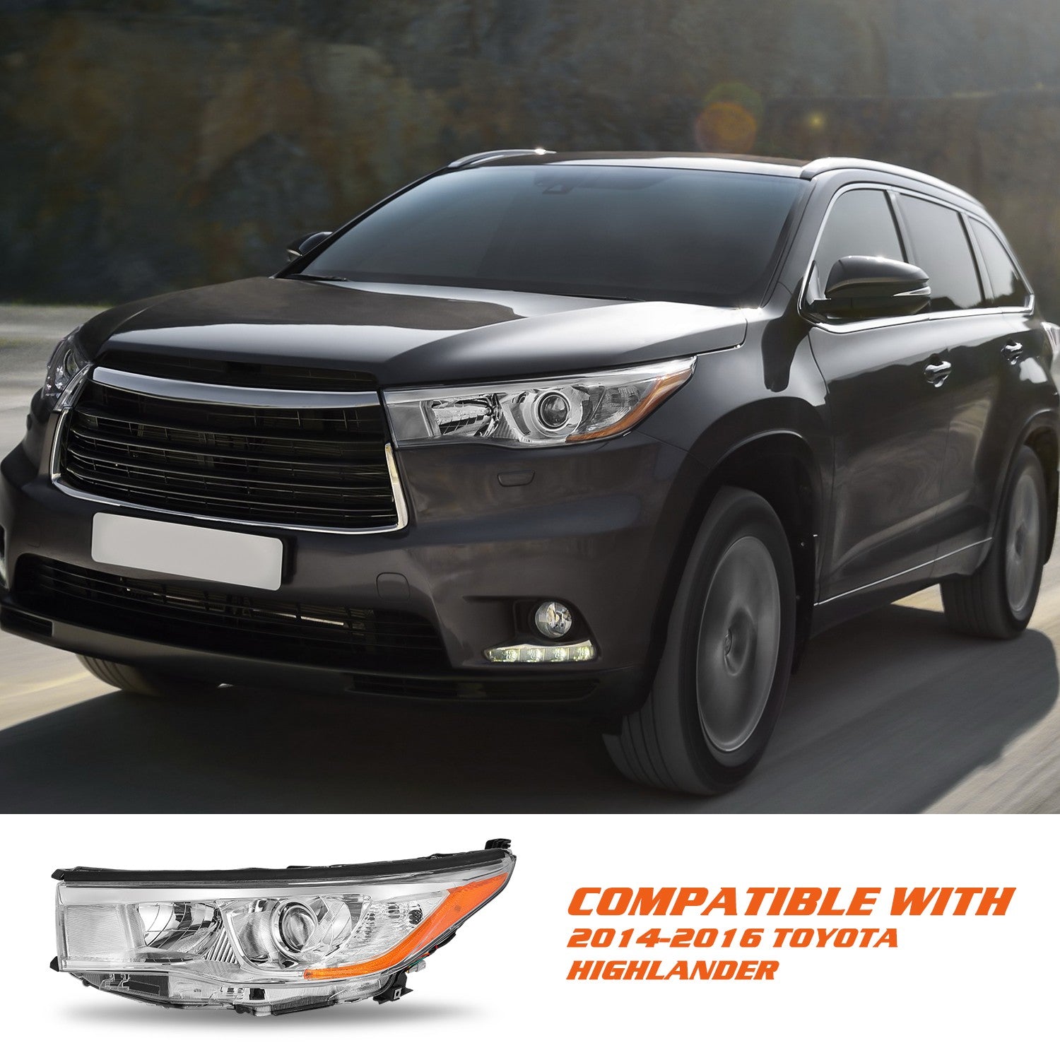 For 2014 2015 2016 Toyota Highlander Left Driver LH Headlight Assembly Headlamps