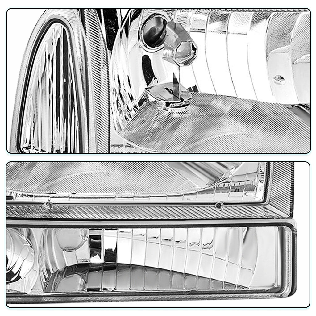 For 99-04 Ford Super Duty F250/350/450/550/ 00-04 Excursion Headlights 4PCS