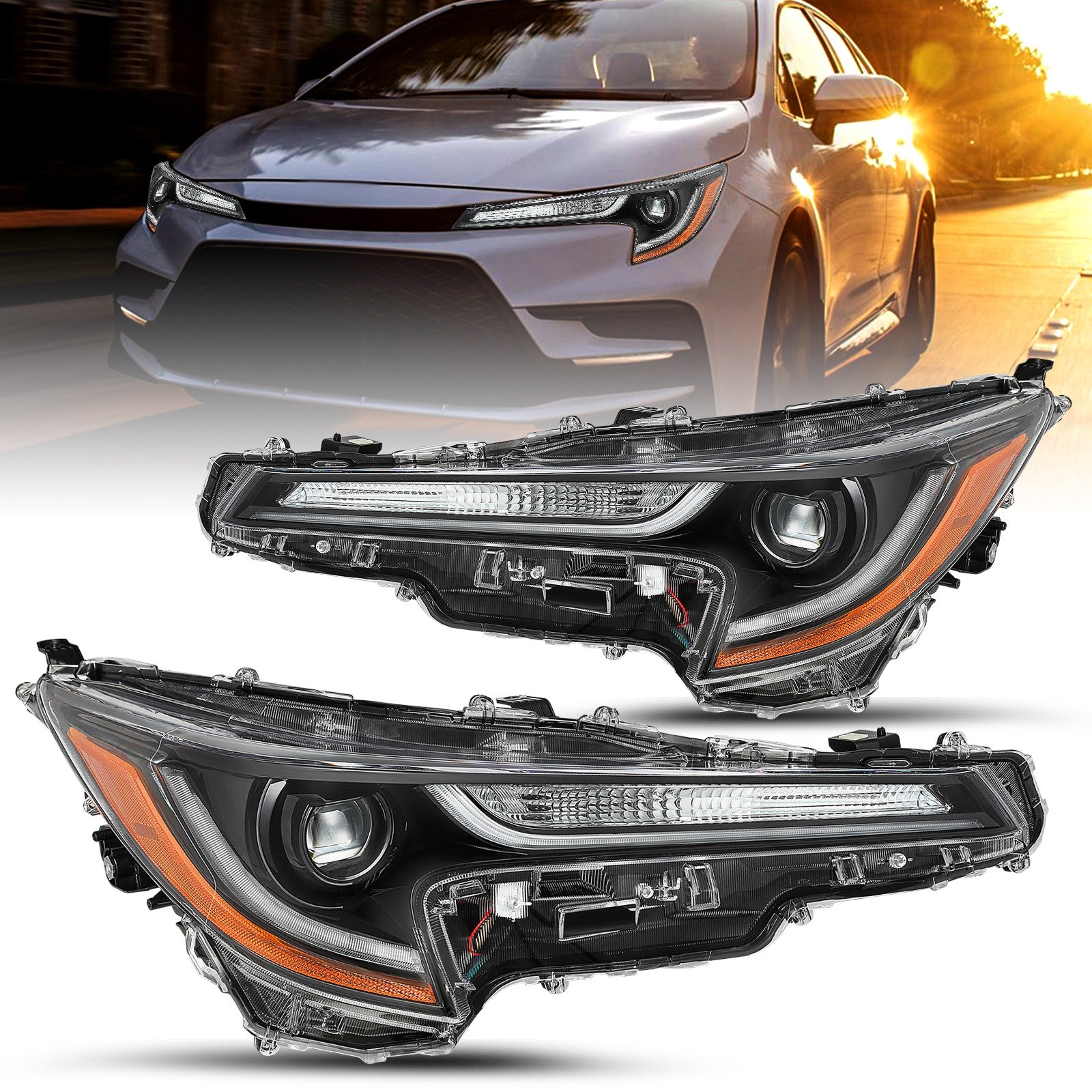 For 2023-2024 Toyota Corolla L | LE LED Projector Headlights Lamps Pair