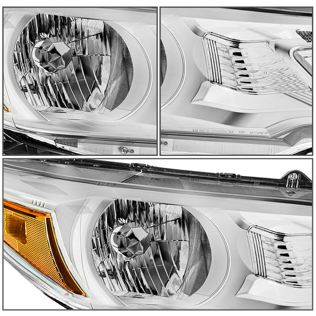 For 2012 2013 2014 Honda CR-V Chrome Headlights Assembly Amber Corner Lamps Pair
