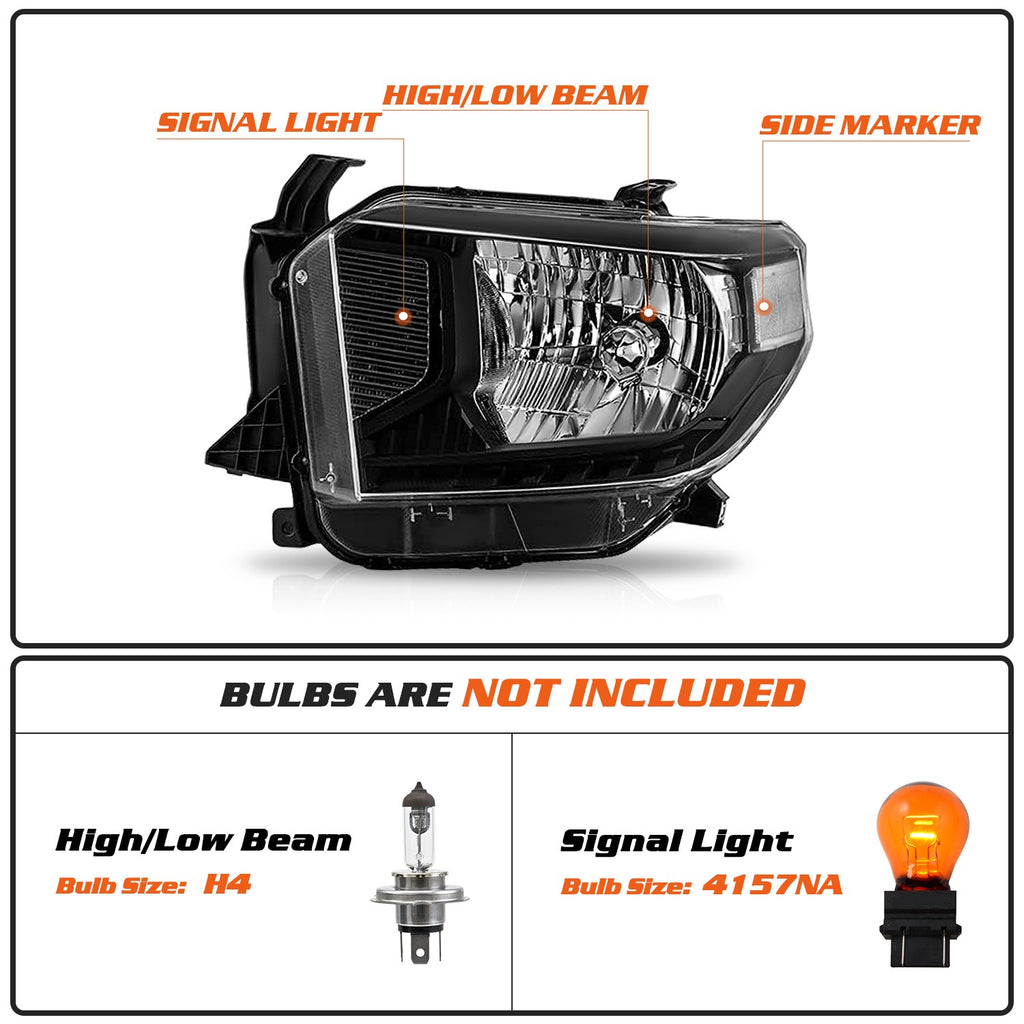For 2014-2017 Toyota Tundra Left and Right With Level Adjuster 2Pc Headlight Set