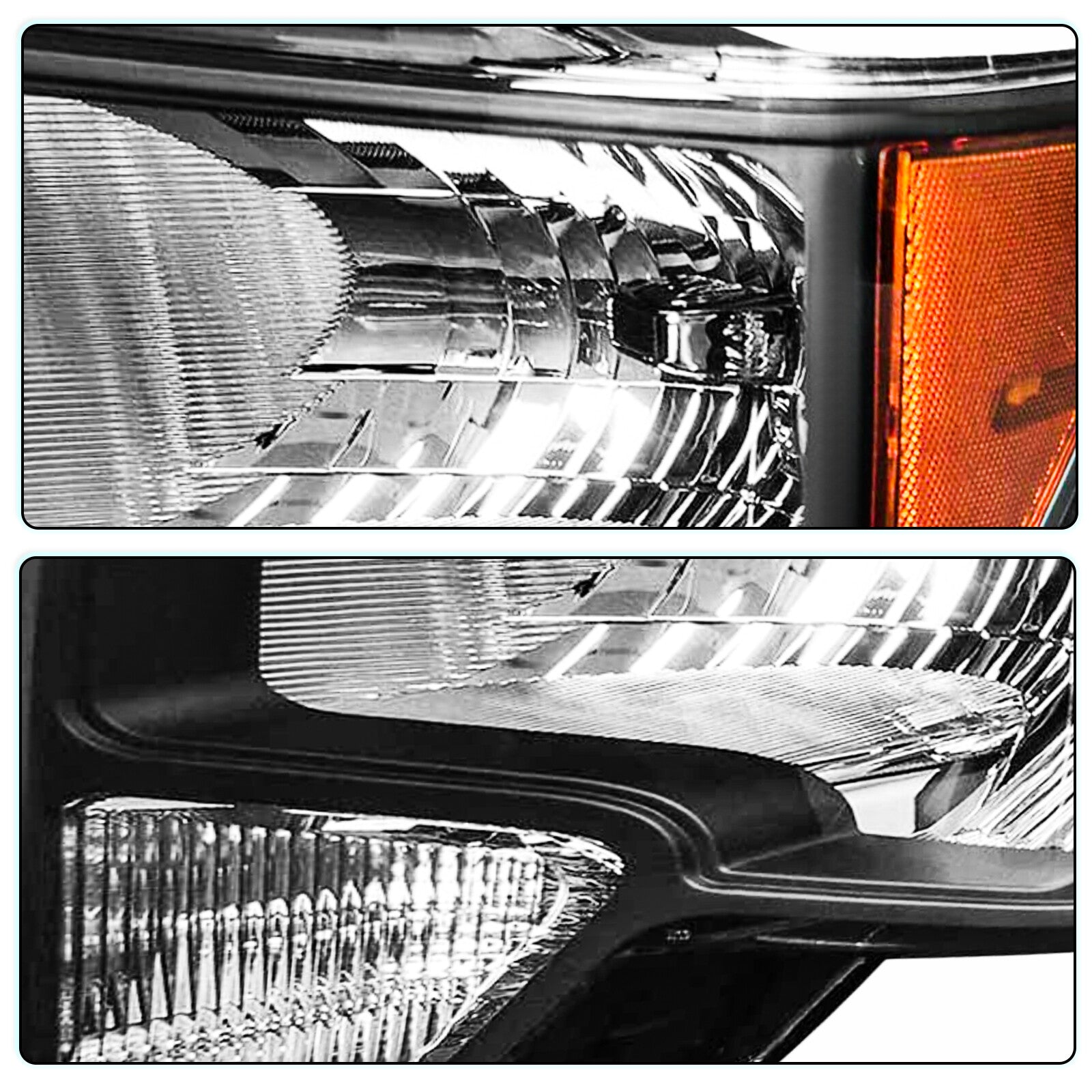 For 2009 2010 2011 2012 2013 2014 Ford F-150 F150 Pickup Black Headlights LH+RH