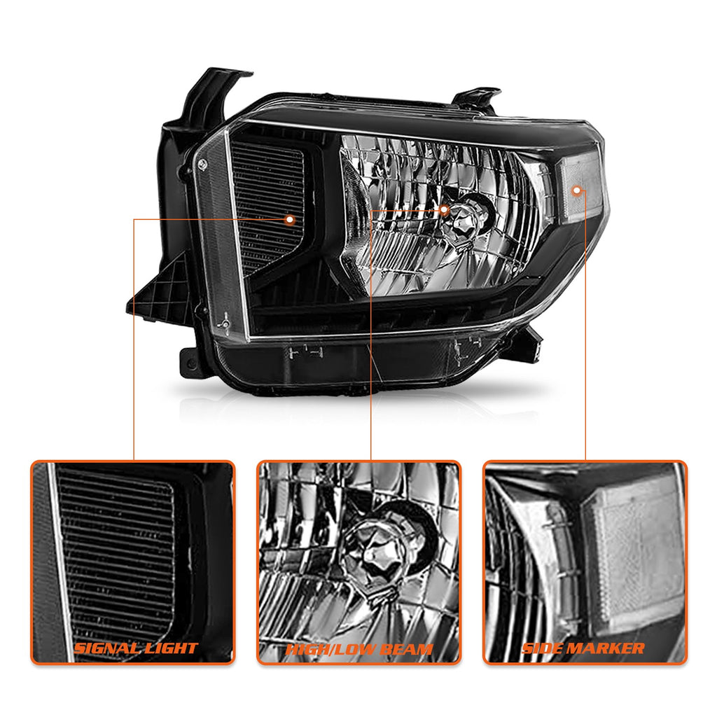 For 2014-2017 Toyota Tundra Left and Right With Level Adjuster 2Pc Headlight Set