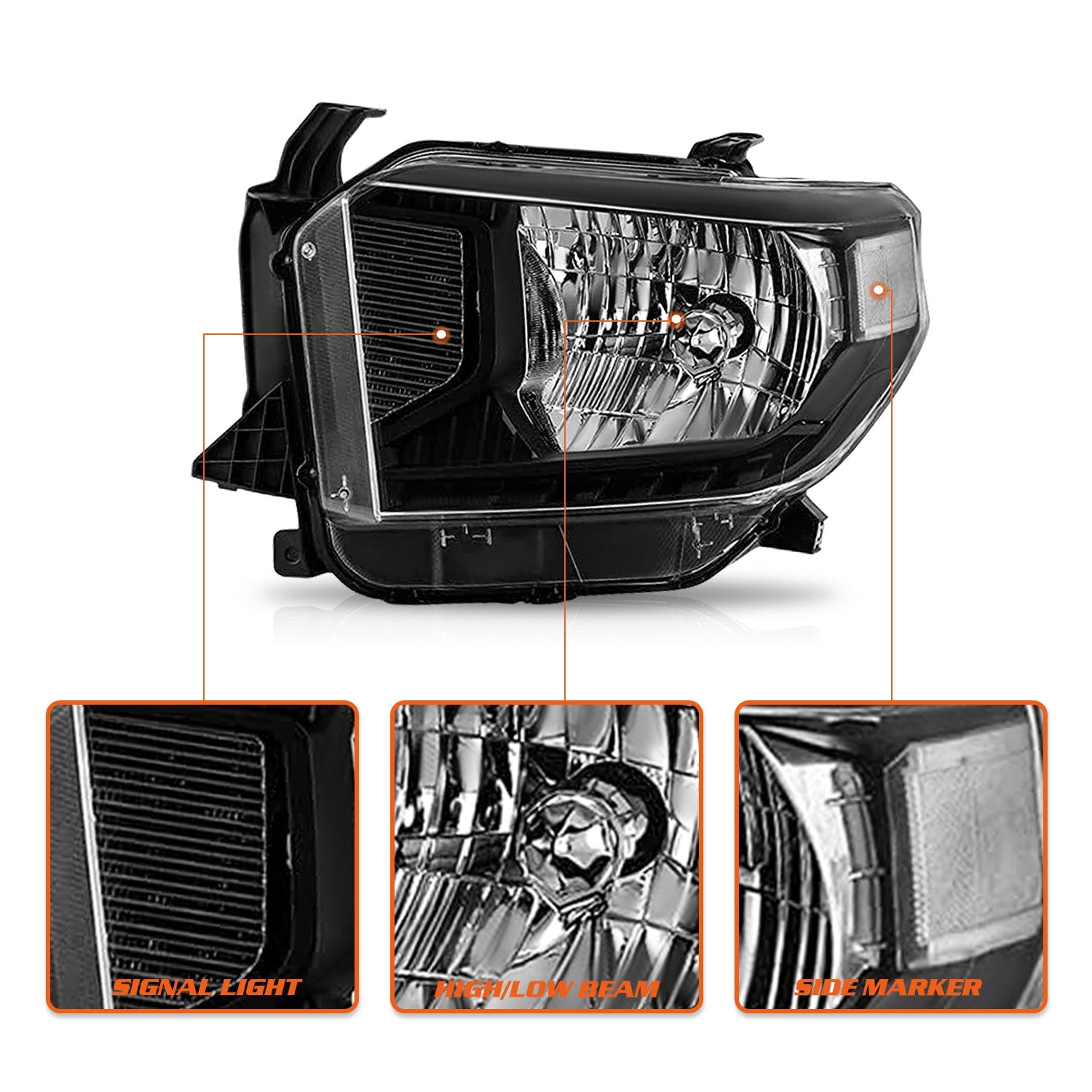 For 2014-2017 Toyota Tundra Left and Right With Level Adjuster 2Pc Headlight Set