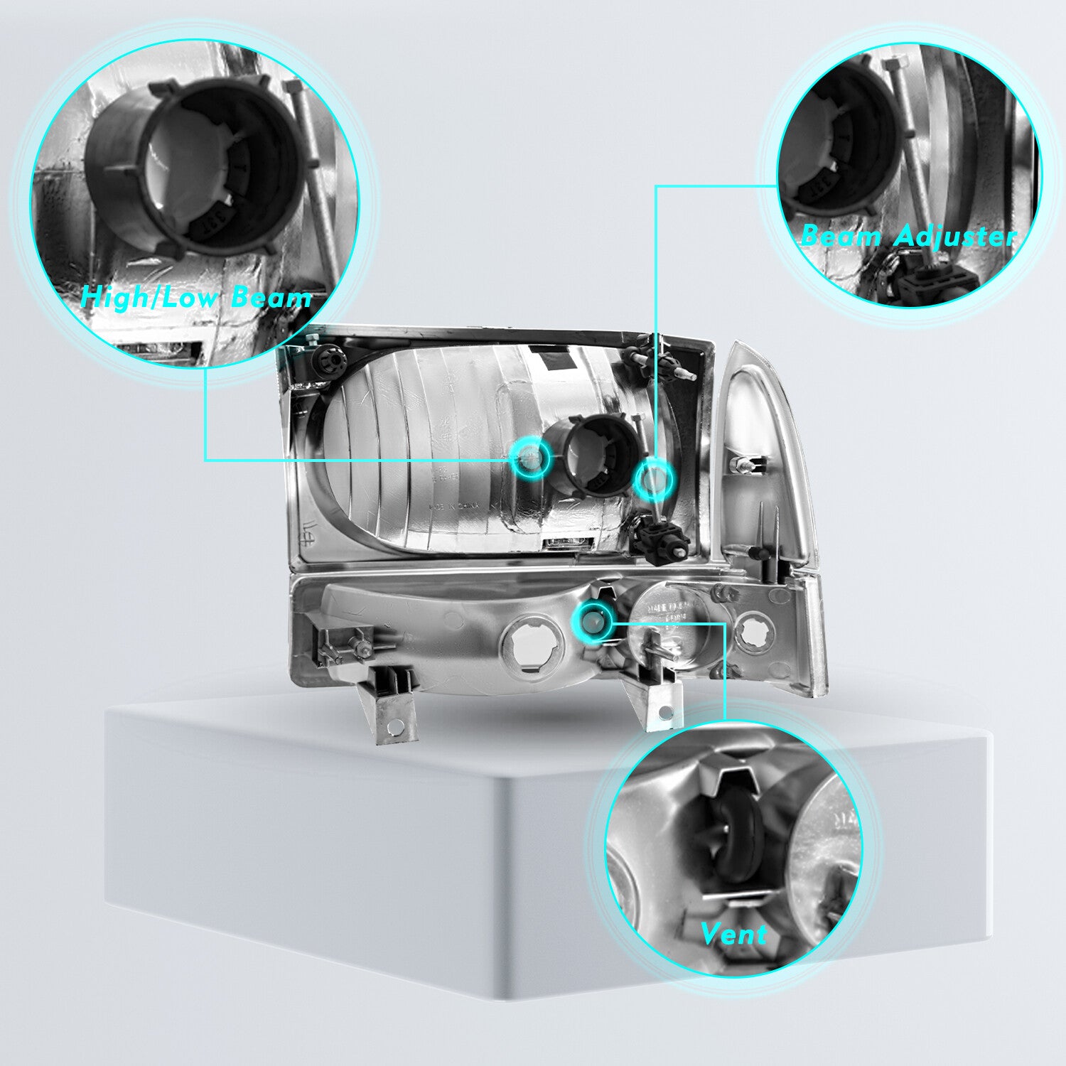 For 99-04 Ford Super Duty F250/350/450/550/ 00-04 Excursion Headlights 4PCS