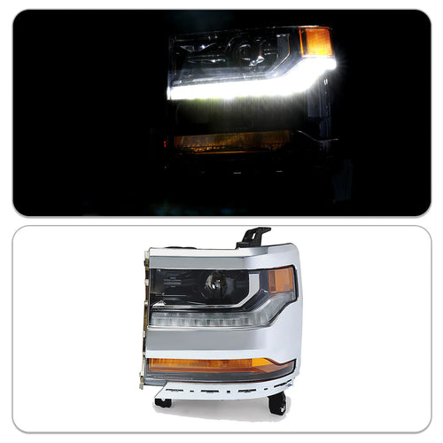 Chrome For 2016-2018 Chevy Silverado 1500 HID/Xenon Headlight Driver Side