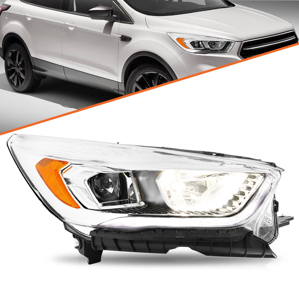 For 2017-2019 Ford Escape Right Passenger Halogen with LED DRL Headlight Lamp