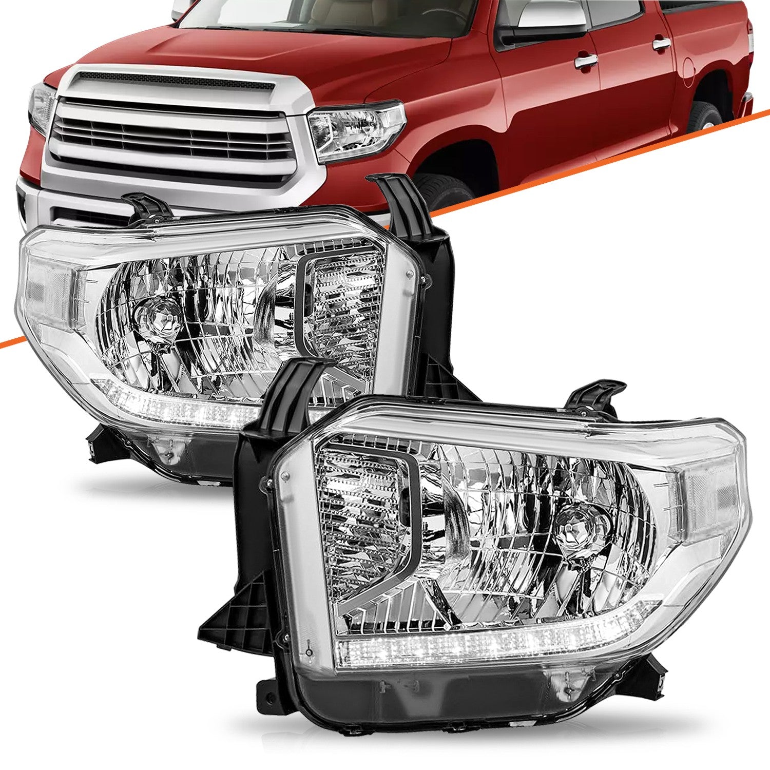 For 2014-2021 Toyota Tundra LED DRL Headlights Assembly Left&Right Pair Headlamp