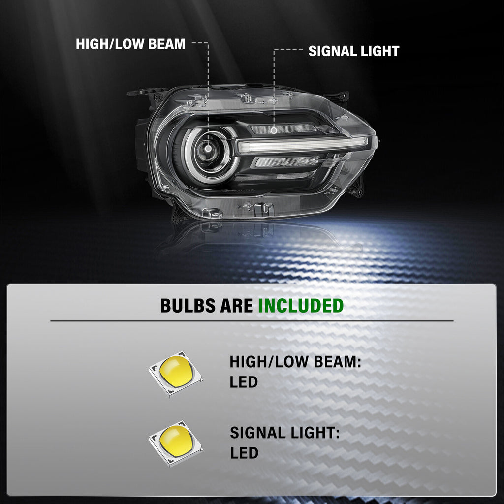 Non-HALO Headlamp For 2021-2024 Ford Bronco Sport FULL LED Chrome Headlight