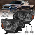 For 2012-2015 Toyota Tacoma LED DRL Strip Bar Smoke Headlights Headlamps LH+RH