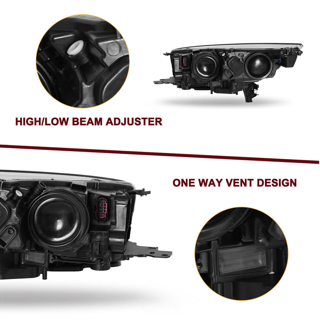 For 2017-2019 Ford Escape Halogen w/o LED DRL Chrome Headlights Headlamps L+R
