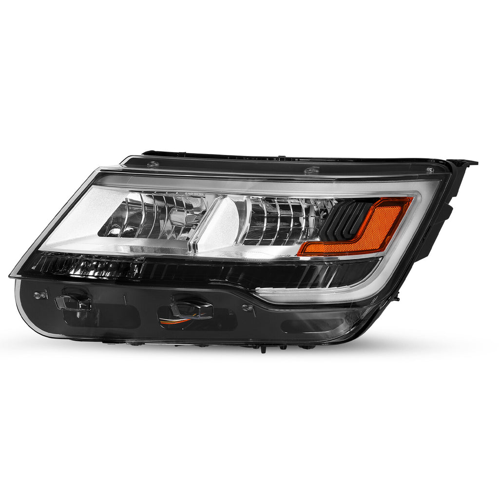 Halogen Right&Left For 2016-2019 Ford Explorer Sport Headlight W/LED DRL Chrome