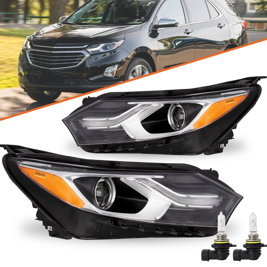 For Chevy Equinox 2018-2020 Halogen Headlights w/ LED DRL Left+Right w/Bulbs