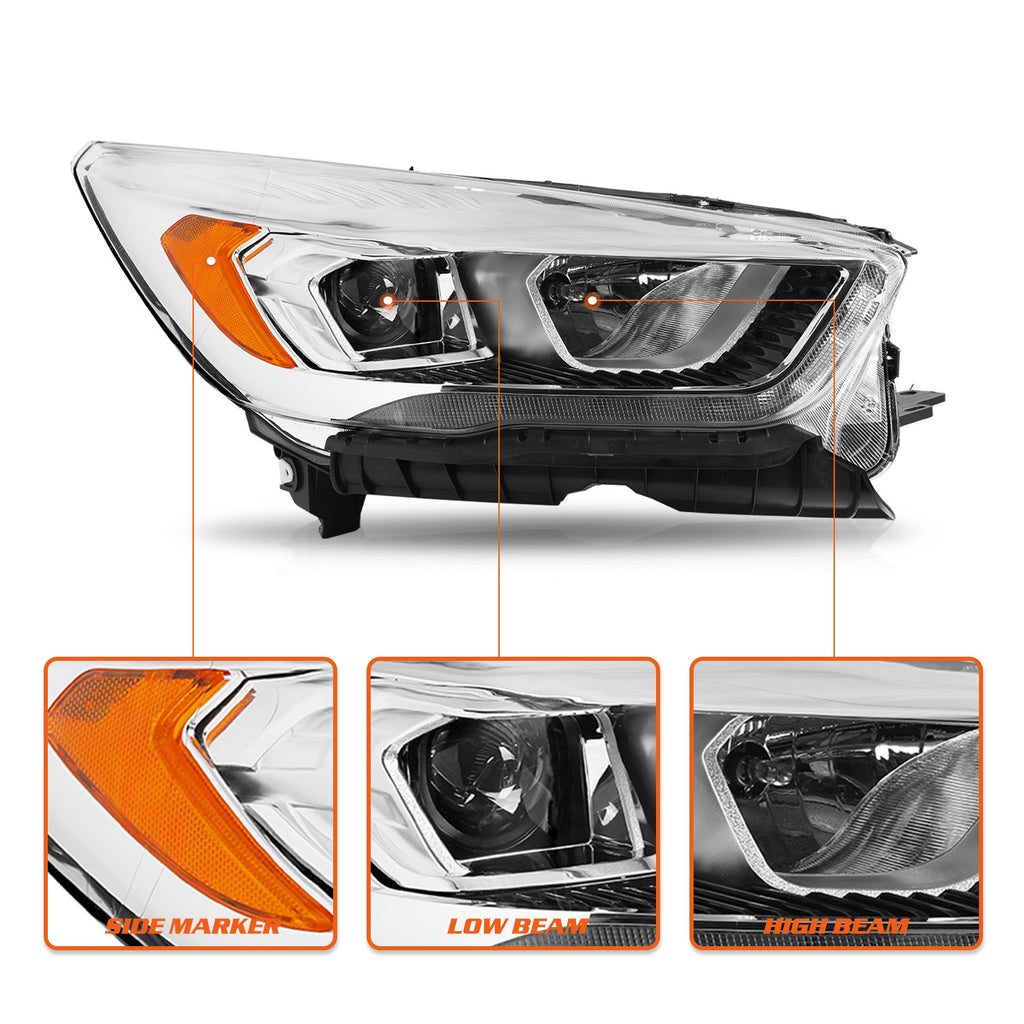 For 2017-2019 Ford Escape Right Passenger Halogen with LED DRL Headlight Lamp