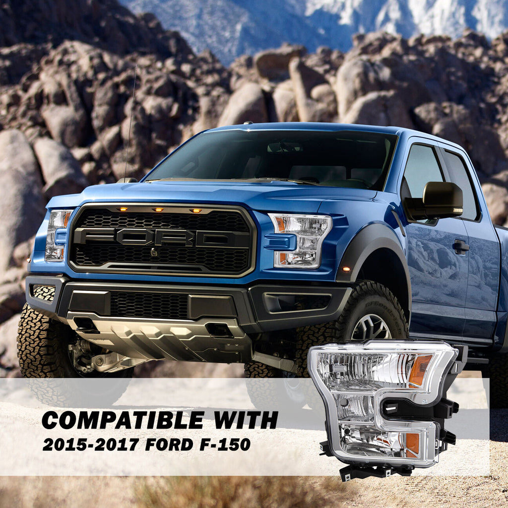 For 2015 2016 2017 Ford F-150 Passenger Right Side Halogen Headlight LampW/Bulbs