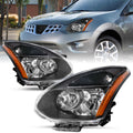 Headlights Assembly For 2008-2013 Nissan Rogue Black Headlamps Lights Left+Right