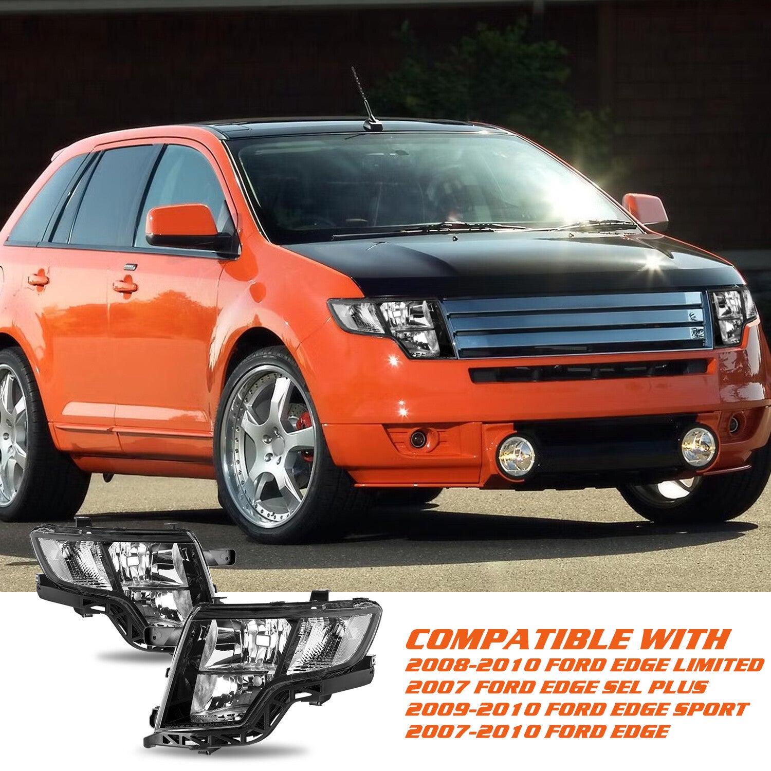 For 2007 2008 2009 2010 Ford Edge SE SEL Headlights Assembly Headlamps Pair