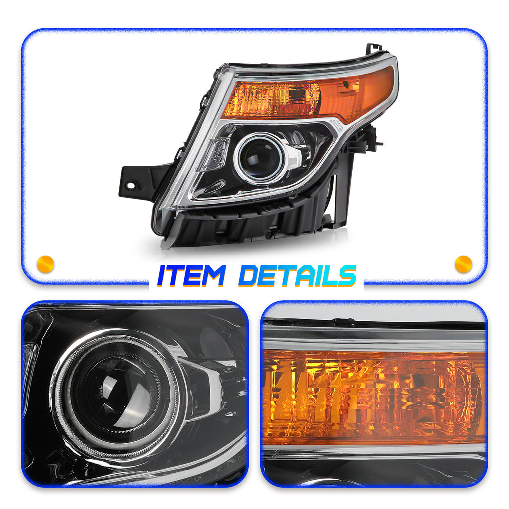 For 2011-2015 Ford Explorer Headlights Factory Style Halogen Headlamps Set LH+RH