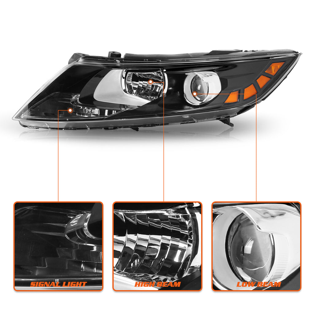 for 2011 2012 2013 Kia Optima Halogen Black Pairs L+R Headlamps Headlights