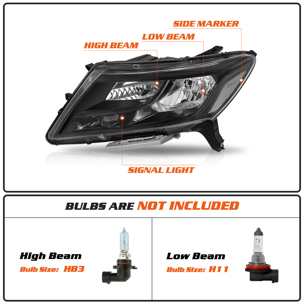For 2013 2014 2015 2016 Nissan Pathfinder Black Headlights Headlamps Left+Right