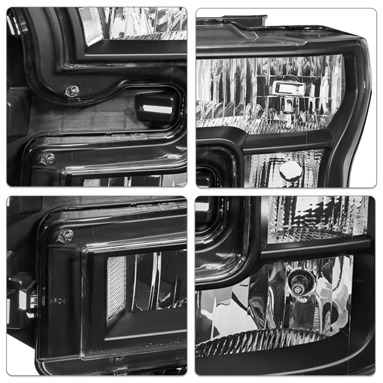 Left+Right Clear Corner Black Headlights For 2015 2016 2017 Ford F150 Pickup