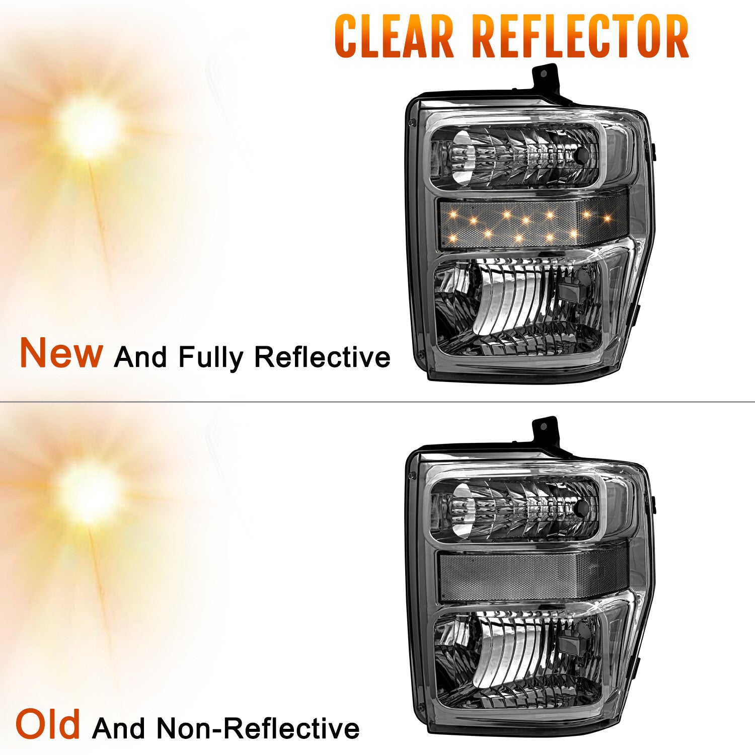 For 2008-2010 Ford F250 F350 F450 F550 Super Duty Smoke Headlights lamps Set