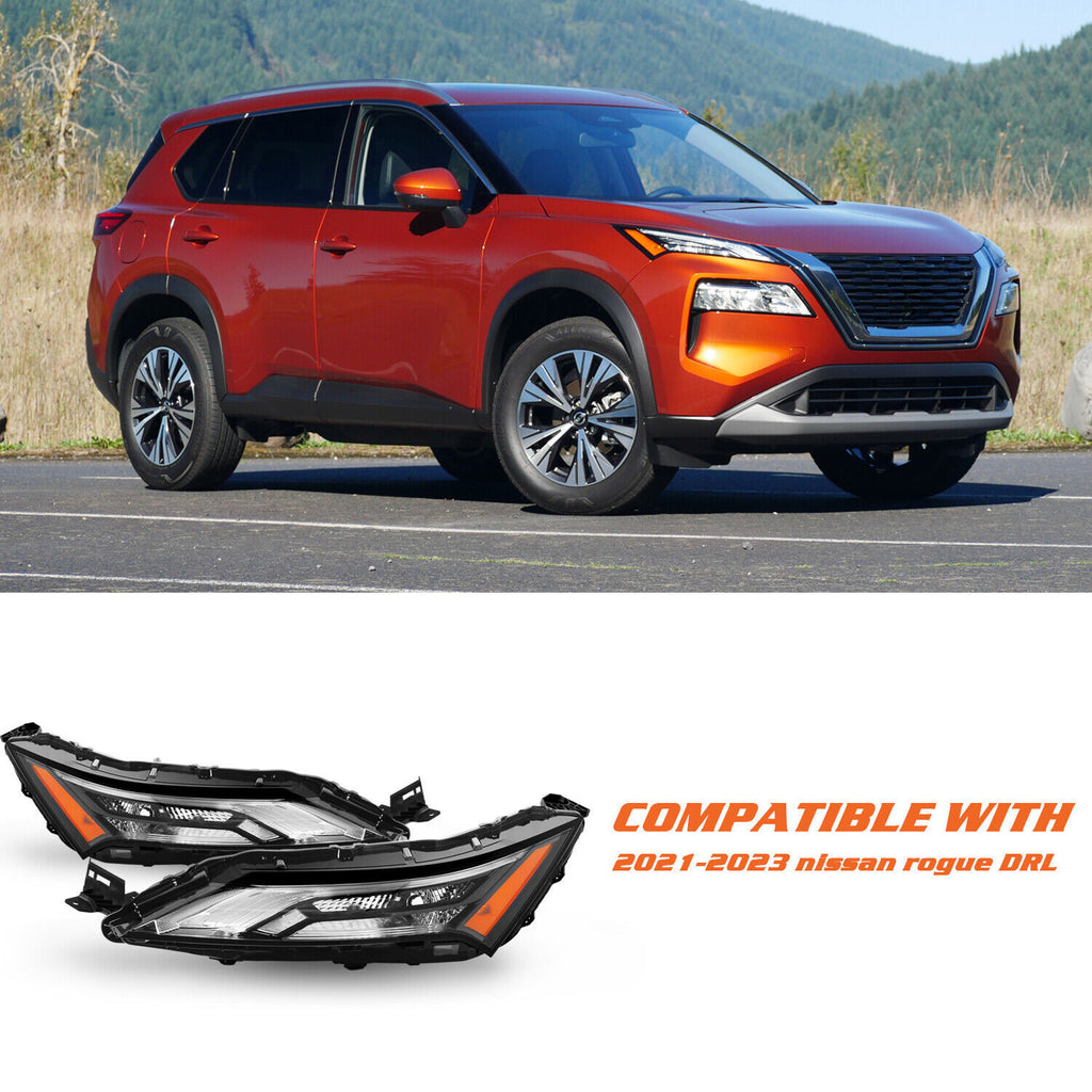 For 2021 2022 2023 Nissan Rogue LED DRL Daytime Running Lights Headlights L+R