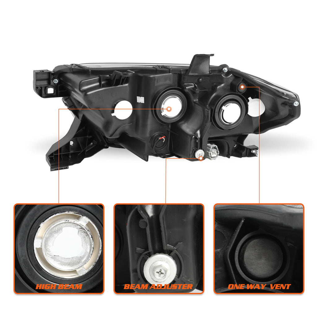 Fit For 2016-2022 Toyota Tacoma w/ LED DRL Black Headlights Headlamps Left+Right