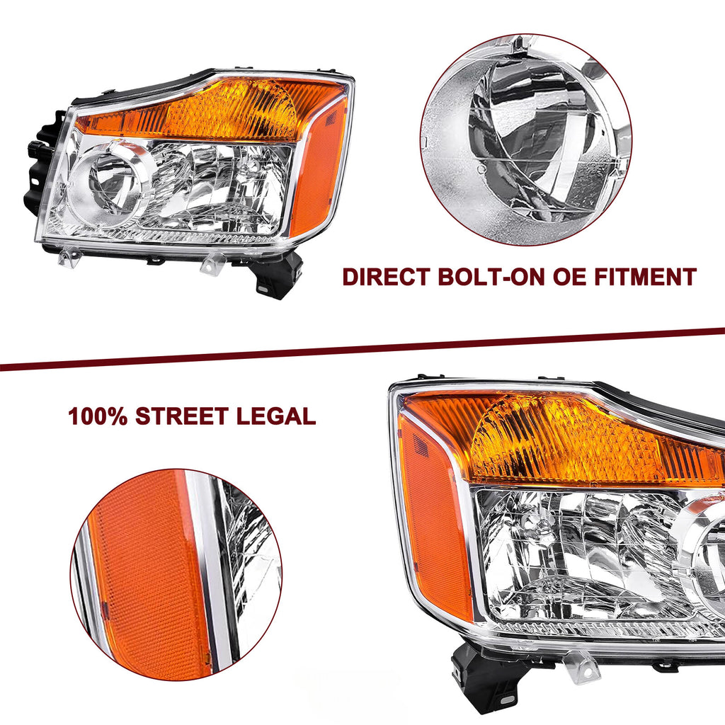 For 2004-2015 Nissan Titan / 2005-2007 Nissan Armada Headlights Assembly Lamps