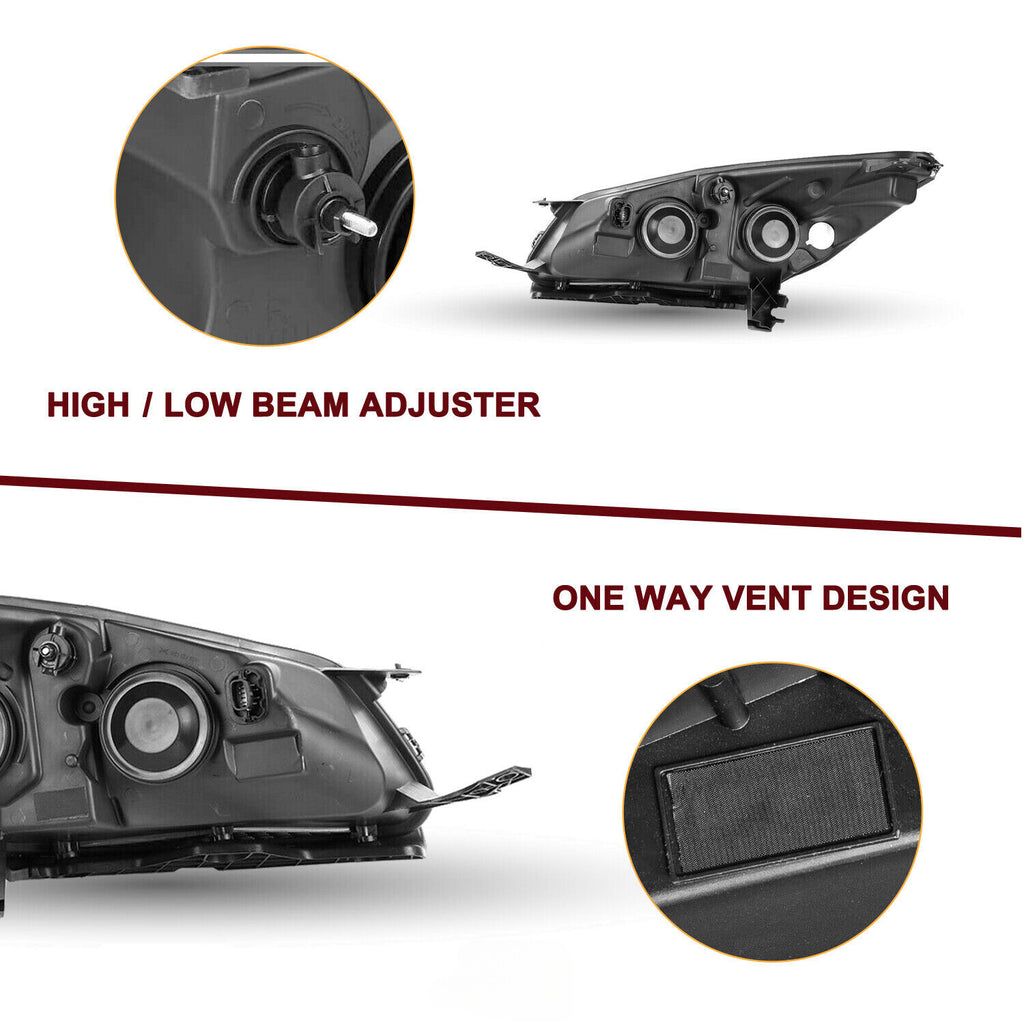 For 2013 2014 2015 2016 Ford Escape SUV Black Halogen Headlights Headlamps Pair