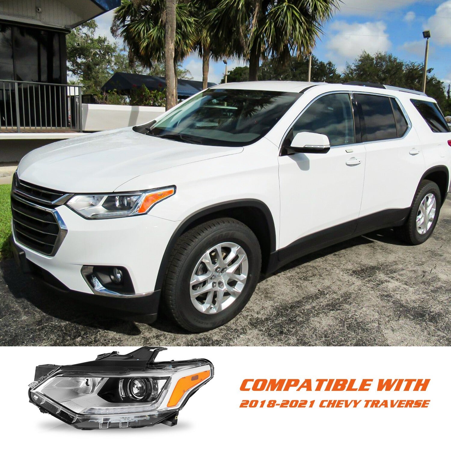 HID/Xenon Headlight for 2018-2021 Chevy Traverse Projector Headlamp w/ LED DRL