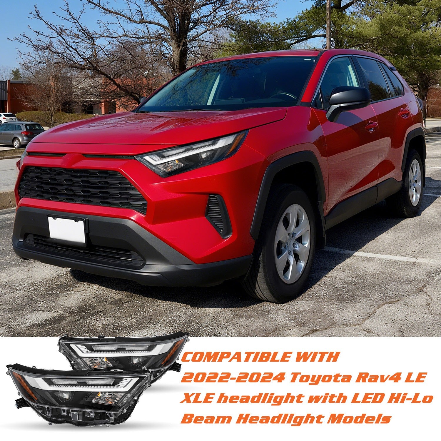 For 2022 2023 2024 Toyota RAV4 LED Headlights Chrome Amber Pair Left+Right Side