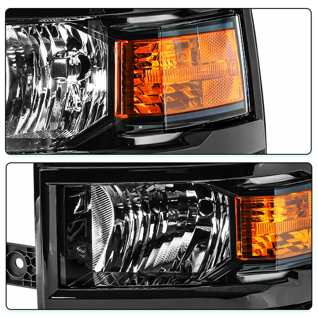 For 2014-2015 Chevy Silverado 1500 Black Headlight Headlamp Driver Left Side