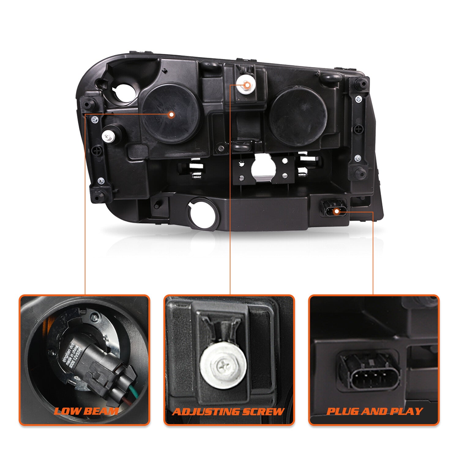 For 2002-2009 Chevrolet Trailblazer Black Headlights Assembly w/Bulb L+R Sets